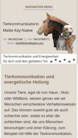 Vorschau der mobilen Webseite www.tierbriefkasten.com, Tierkommunikation Maike Kay-Naeve