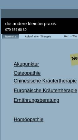 Vorschau der mobilen Webseite www.die-andere-kleintierpraxis.ch, Monika Roggo Tierärztin