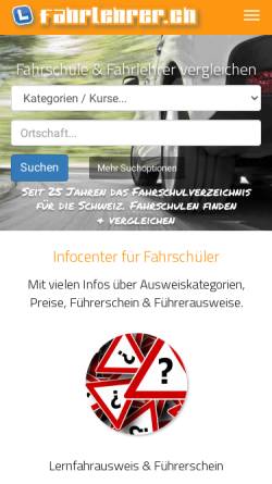 Vorschau der mobilen Webseite www.fahrlehrer.ch, Fahrlehrer.ch