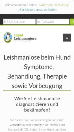 Vorschau der mobilen Webseite www.leishmaniose-hund.de, Leishmaniose beim Hund