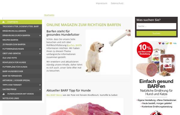 Vorschau von www.barf-fuer-hunde.de, Barf für Hunde, die artgerechte Rohfütterung