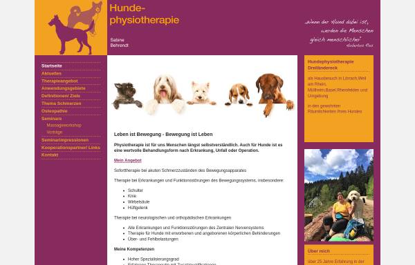 Vorschau von www.hundephysio-dreilaendereck.de, Hundephysiotherapie Sabine Behrendt