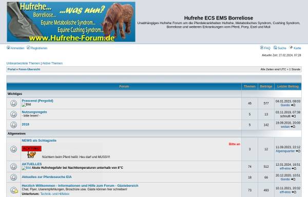 Vorschau von www.hufrehe-forum.de, Hufrehe ECS EMS Borreliose