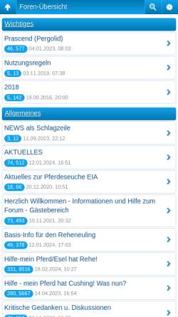 Vorschau der mobilen Webseite www.hufrehe-forum.de, Hufrehe ECS EMS Borreliose
