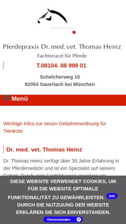 Vorschau der mobilen Webseite www.pferdepraxis-muenchen.de, Dr. med. vet. Thomas Heinz