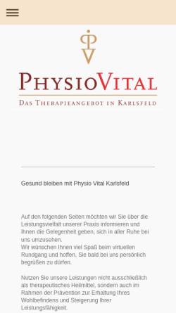 Vorschau der mobilen Webseite www.physio-vital-karlsfeld.de, Equi-Physio-Vital Institut für Pferdegsundheit GmbH
