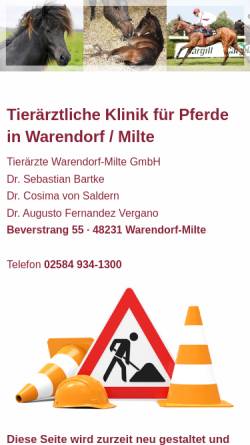 Vorschau der mobilen Webseite www.pferdepraxis-warendorf.de, Tierärztliche Praxis für Pferde Warendorf-Milte