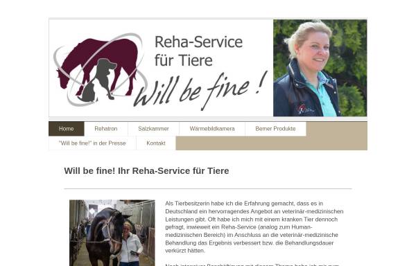 Vorschau von willbefine.de, Will Be Fine Reha-Service für Tiere