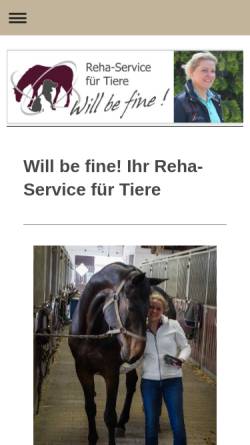 Vorschau der mobilen Webseite willbefine.de, Will Be Fine Reha-Service für Tiere