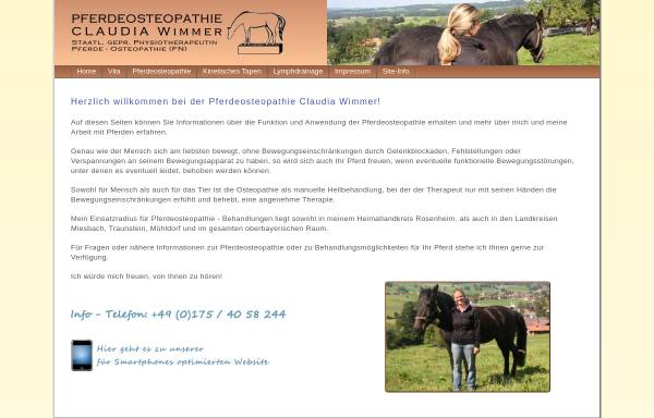 Vorschau von pferdeosteopathie-bayerl.de, Pferde-Osteopathie Claudia Bayerl