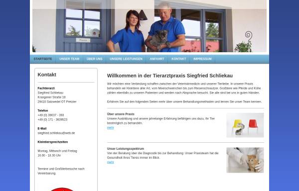 Vorschau von www.tierarztpraxis-schliekau.de, Tierarztpraxis Siegfried Schliekau