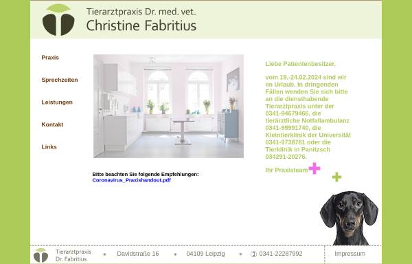 Vorschau von www.praxis-fabritius.de, Dr. med. vet. Christine Fabritius