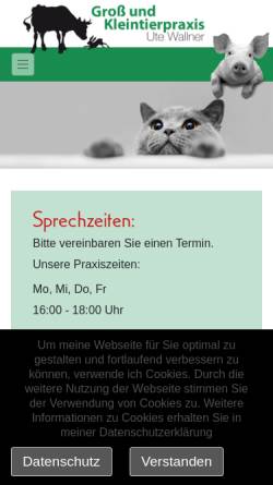 Vorschau der mobilen Webseite www.tieraerztin-sontra.de, Tierarztpraxis Ute Wallner
