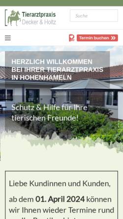 Vorschau der mobilen Webseite www.tierarzt-hohenhameln.de, Tierärztliche Gemeinschaftspraxis Decker und Holtz GBR