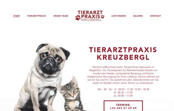 Vorschau von www.tierarzt-kreuzbergl.at, Tierarztpraxis Kreuzbergl Dr. Bezerédj GesbR