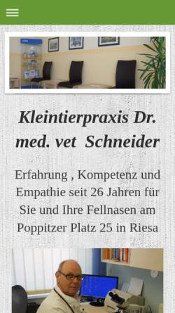 Vorschau der mobilen Webseite www.tierarztpraxis-schneider-riesa.de, Kleintierpraxis Dr. Roland Schneider