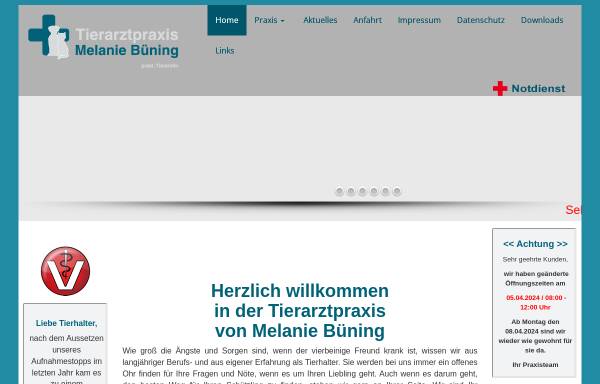 Vorschau von tierarztpraxis-buening.de, Kleintierpraxis Melanie Büning