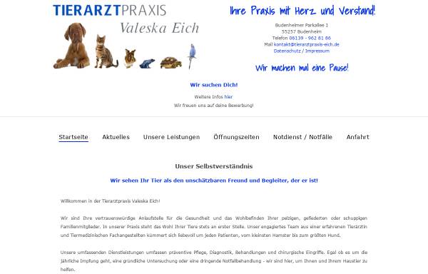 Vorschau von www.tierarztpraxis-eich.de, Tierarztpraxis Valeska Eich