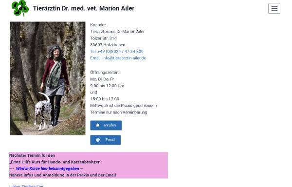 Vorschau von www.tieraerztin-ailer.de, Dr. med. vet. Marion Ailer