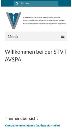 Vorschau der mobilen Webseite www.stvt.ch, Schweizerische Tierärztliche Vereinigung für Tierschutz STVT