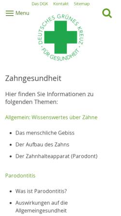 Vorschau der mobilen Webseite dgk.de, Zahngesundheit