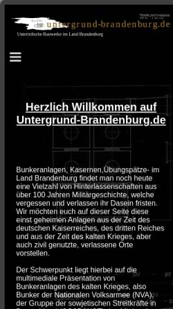 Vorschau der mobilen Webseite www.untergrund-brandenburg.de, Bunkeranlagen in Brandenburg