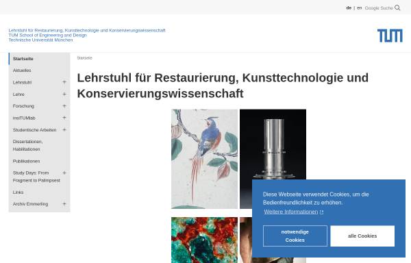 Vorschau von www.rkk.ar.tum.de, Lehrstuhl für Restaurierung, Kunsttechnologie und Konservierungswissenschaft
