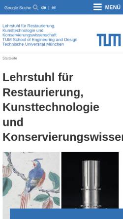 Vorschau der mobilen Webseite www.rkk.ar.tum.de, Lehrstuhl für Restaurierung, Kunsttechnologie und Konservierungswissenschaft