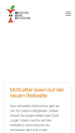 Vorschau der mobilen Webseite www.mus.ch, MUS - Macintosh Users Switzerland