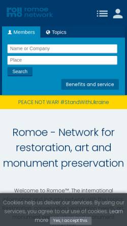 Vorschau der mobilen Webseite www.romoe.com, Romoe Restauratoren Netzwerk