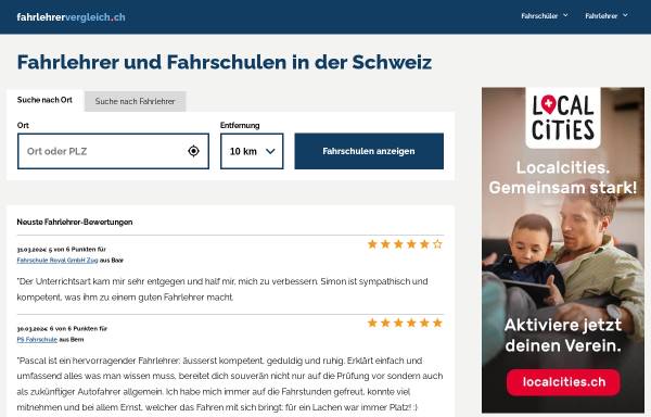 Vorschau von www.fahrlehrervergleich.ch, Das Schweizer Fahrlehrerverzeichnis