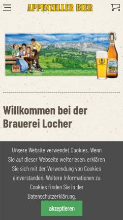 Vorschau der mobilen Webseite www.appenzellerbier.ch, Brauerei Locher AG