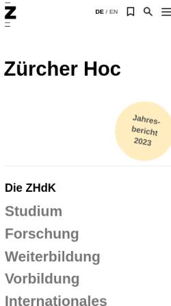Vorschau der mobilen Webseite www.zhdk.ch, TAZ Tanz Akademie Zürich