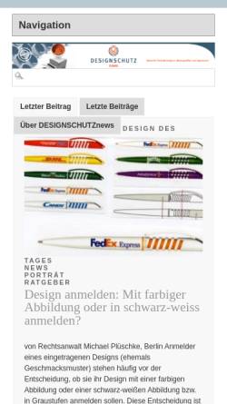 Vorschau der mobilen Webseite www.designschutznews.de, Designschutz News