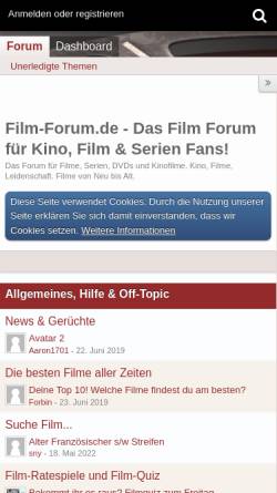 Vorschau der mobilen Webseite www.film-forum.de, Film-Forum.de - kino. filme. leidenschaft.