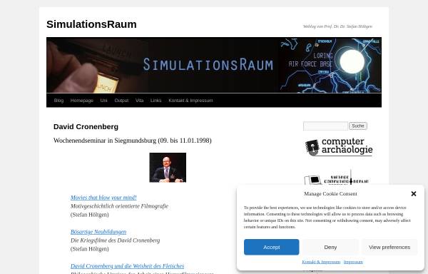 Vorschau von www.simulationsraum.de, David Cronenberg