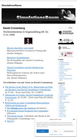 Vorschau der mobilen Webseite www.simulationsraum.de, David Cronenberg