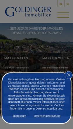 Vorschau der mobilen Webseite www.goldinger.ch, Goldinger Immobilien AG