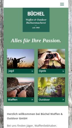 Vorschau der mobilen Webseite www.buechelwaffen.ch, Büchel Waffen & Outdoor