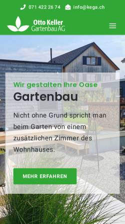Vorschau der mobilen Webseite www.kega.ch, Otto Keller Gartenbau AG