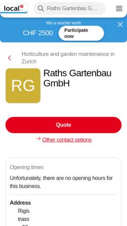 Vorschau der mobilen Webseite yellow.local.ch, Raths Gartenbau GmbH