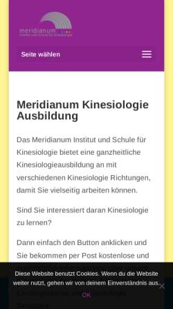 Vorschau der mobilen Webseite www.meridianum.de, Eva-Maria Willner - Meridianum Institut & Schule für Kinesiologie