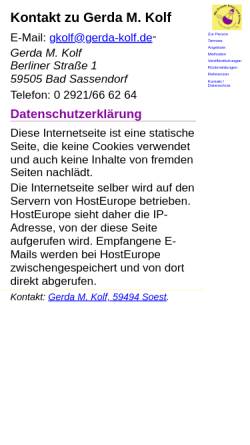 Vorschau der mobilen Webseite www.gerda-kolf.de, Gerda M. Kolf