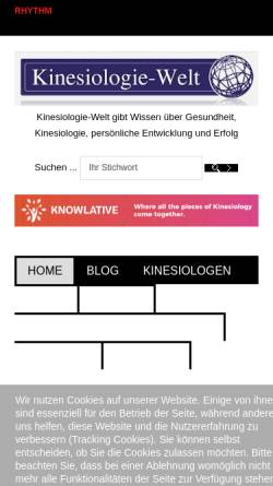 Vorschau der mobilen Webseite www.kinesiologie-welt.de, Kinesiologie-Welt Portal