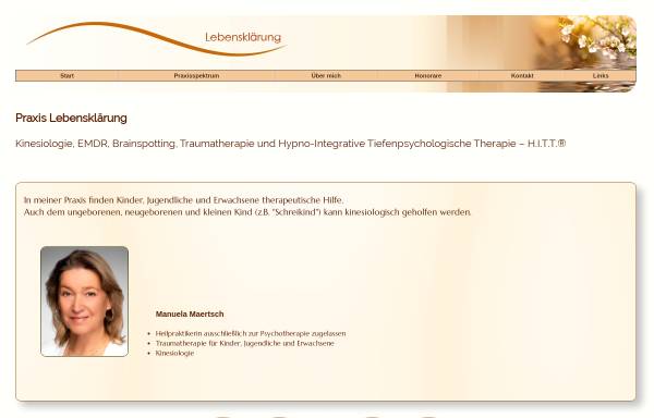 Vorschau von www.lebensklaerung.com, Praxis für Kinesiologie und Therapie in Hypnose