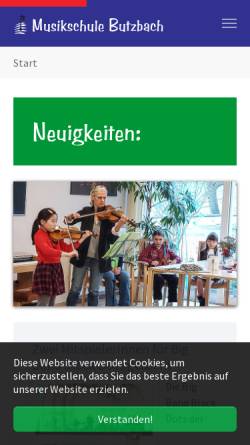 Vorschau der mobilen Webseite www.musikschule-butzbach.de, Musikschule Butzbach e.V.