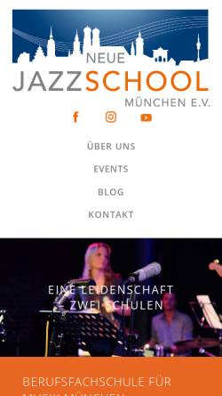Vorschau der mobilen Webseite www.jazzschool.de, Neue Jazzschool München e.V.
