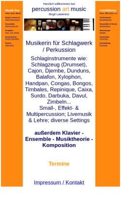 Vorschau der mobilen Webseite www.percussionart.de, percussion art music