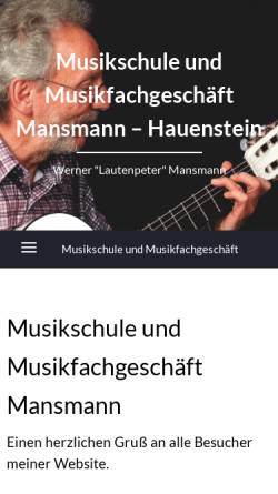 Vorschau der mobilen Webseite www.musik-mansmann.de, Werner Mansmann - Musikschule und Musikfachgeschäft