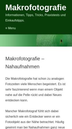 Vorschau der mobilen Webseite www.makrofotografie-anleitung.de, Makrofotografie und Nahaufnahmen